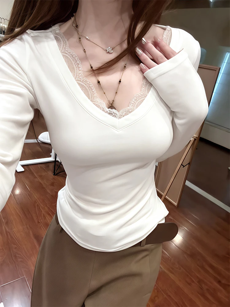 Ele Pure Desire Lace V-Ne Long Sve T-irt Women's Spring Inner Wear High-End Slimming Base Layer Top
Ele Pure Desire Lace V-Ne Long Sve T-irt Women's Spring Inner Wear High-End Slimming Base Layer Top