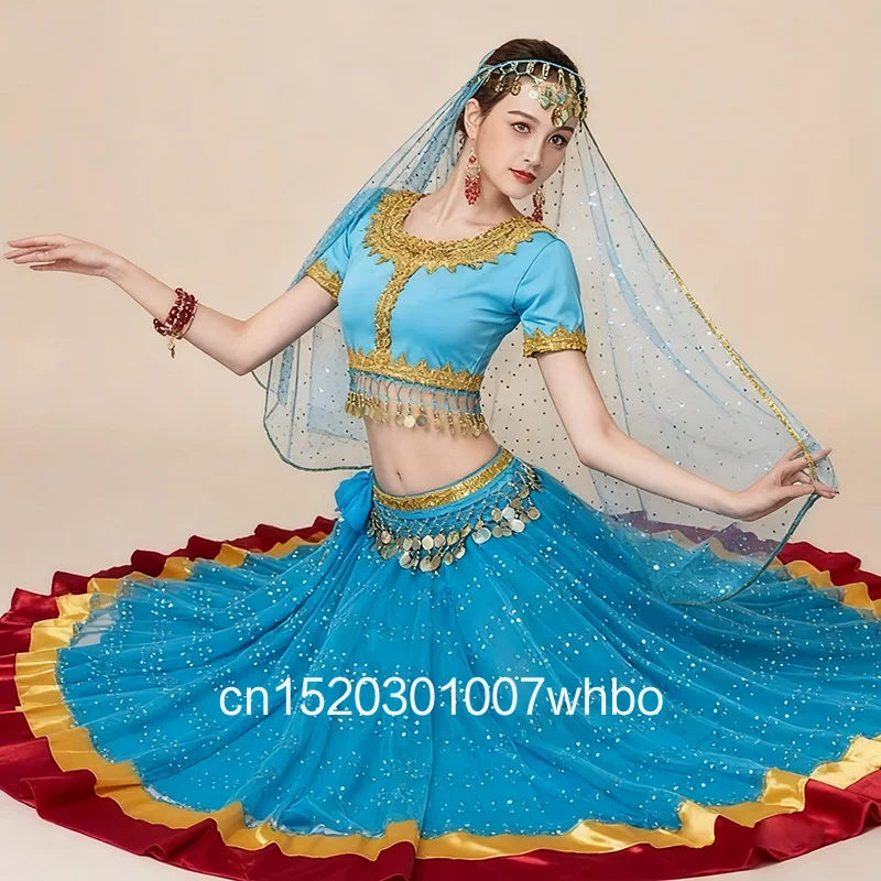 Indian Dance Bollywood Dance Clothing Big Swing Skirt Group Belly Dance Performance Costumes Adult Female Oriental Dance Clothes
Indian Dance Bollywood Dance Clothing Big Swing Skirt Group Belly Dance Performance Costumes Adult Female Oriental Dance Clothes