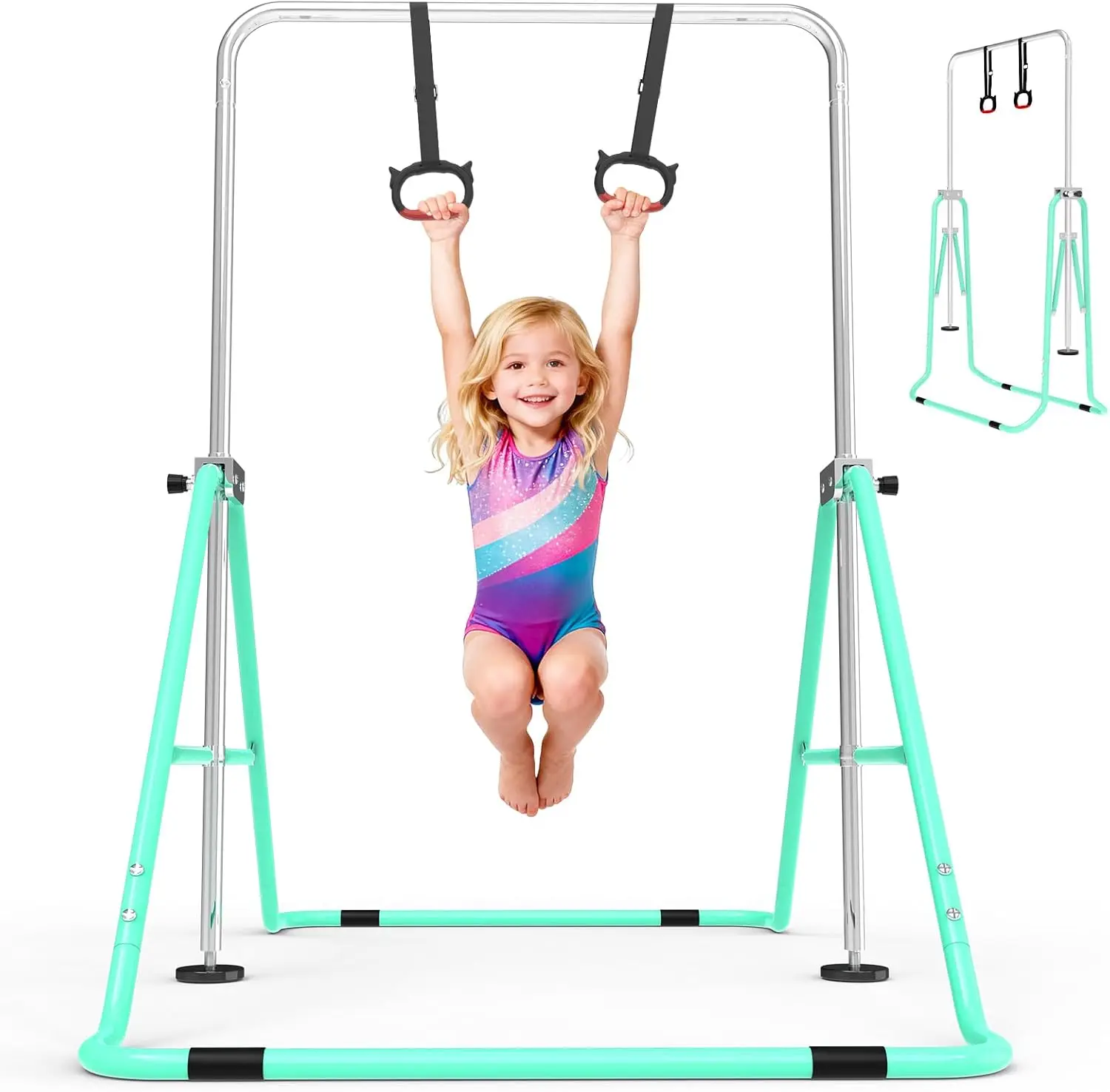 Height Adjustable Gymnastics Bar for Kids with Rings, Foldable, Stable, Indoor/Outdoor Use
Height Adjustable Gymnastics Bar for Kids with Rings, Foldable, Stable, Indoor/Outdoor Use
