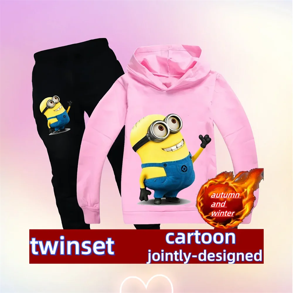 Children's hoodie halo Hello Minions cartoon print Autumn/Winter Long sleeve sweatshirt Boys Girls Kawaii casual top + Pants
Children's hoodie halo Hello Minions cartoon print Autumn/Winter Long sleeve sweatshirt Boys Girls Kawaii casual top + Pants