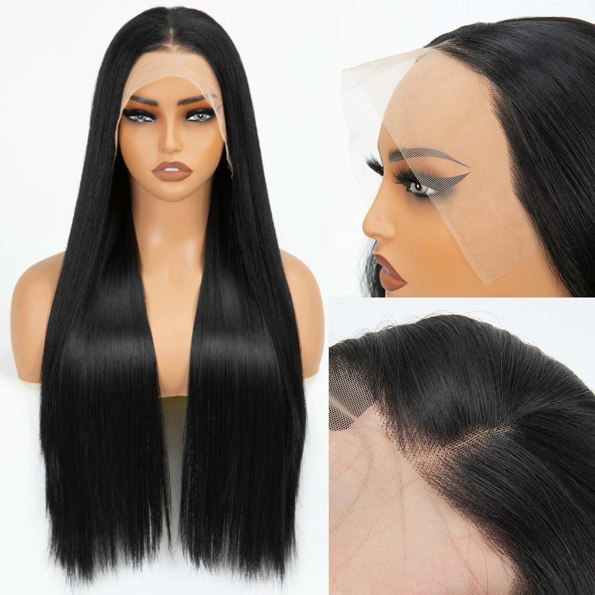 26inch Synthetic Long Straight Hair Wigs Fashion Middle Parting 13x4 Lace Front Wig for Women Realistic Natural Looking Full Wig
26inch Synthetic Long Straight Hair Wigs Fashion Middle Parting 13x4 Lace Front Wig for Women Realistic Natural Looking Full Wig