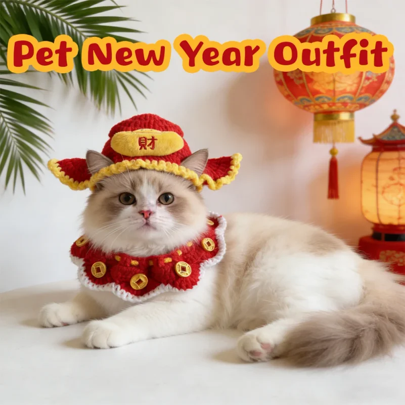 New Year Pet Scarf Red Cat Collar Dog Gold Ingot Lucky Hat Neck Collar Set Cat Supplies Cute Festive Photo Accessory
New Year Pet Scarf Red Cat Collar Dog Gold Ingot Lucky Hat Neck Collar Set Cat Supplies Cute Festive Photo Accessory