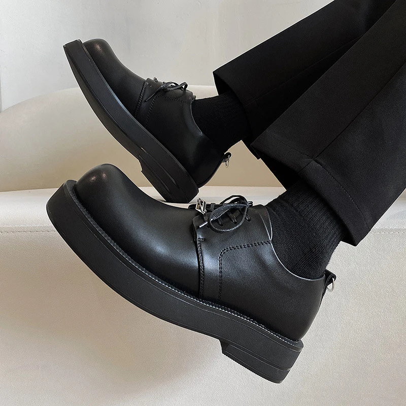 Men's Big Head Shoes Black Round Head Platform Leather Shoes Height-increasing Versatile And Comfortable Commuter Men Shoes
Men's Big Head Shoes Black Round Head Platform Leather Shoes Height-increasing Versatile And Comfortable Commuter Men Shoes