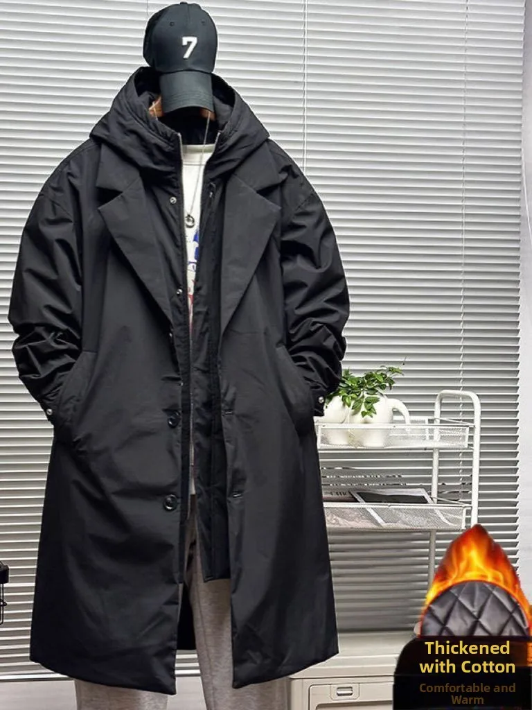 Korean Sle Casual Trendy Hooded Mid-Length Men's Jaet Thi Warm Bla Coat Youthful ular Loose Fit Winter Outerwear
Korean Sle Casual Trendy Hooded Mid-Length Men's Jaet Thi Warm Bla Coat Youthful ular Loose Fit Winter Outerwear