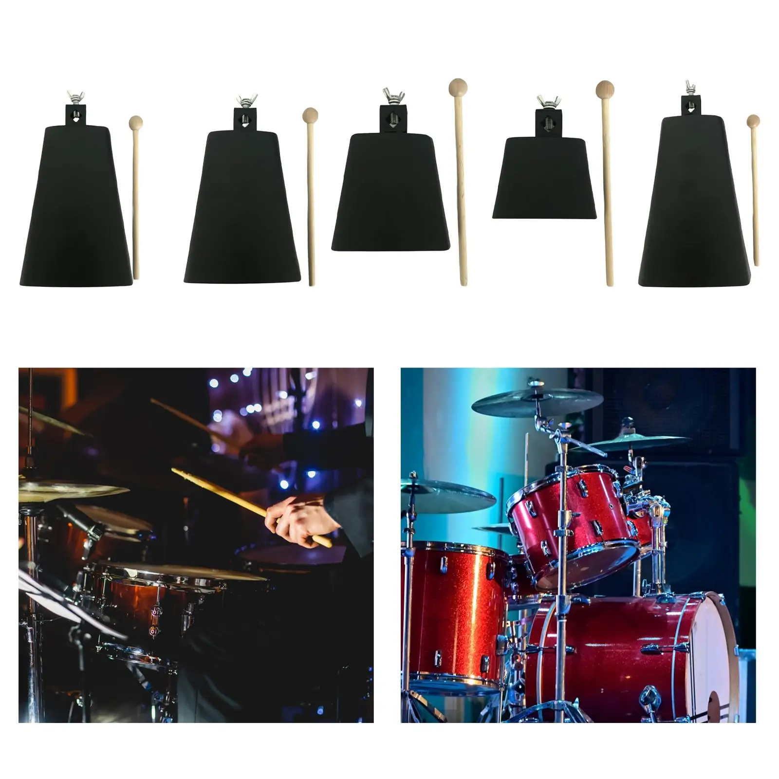 Cowbell with Stick for Hand Percussion, Music Instrument for Sports and Celebrations
Cowbell with Stick for Hand Percussion, Music Instrument for Sports and Celebrations