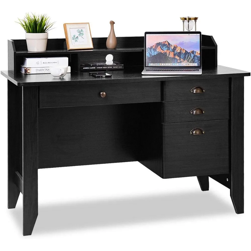 Computer Desk with 4 Storage Drawers & Hutch, Home Office Desks Vintage Desks with Storage Shelves, Computer Desk
Computer Desk with 4 Storage Drawers & Hutch, Home Office Desks Vintage Desks with Storage Shelves, Computer Desk