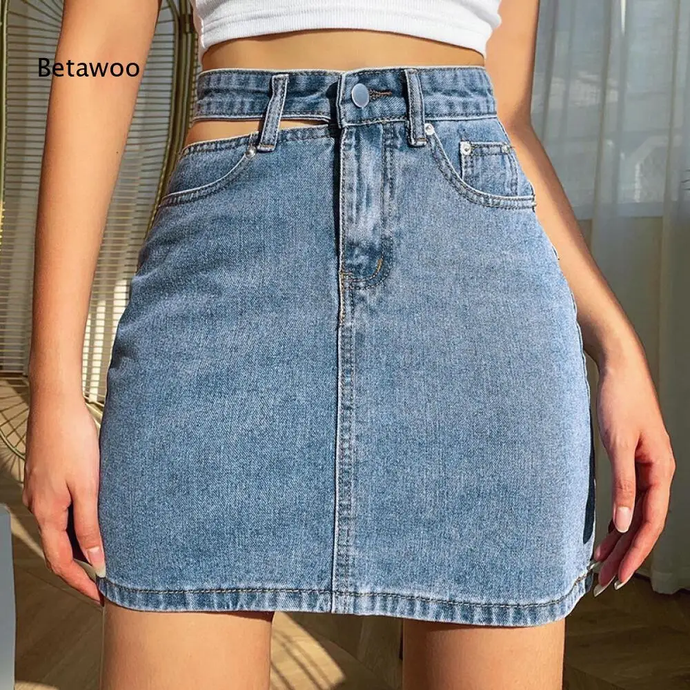 Trendy High Waist Cutout Design Slim Fit Denim Mini Skirt
Trendy High Waist Cutout Design Slim Fit Denim Mini Skirt