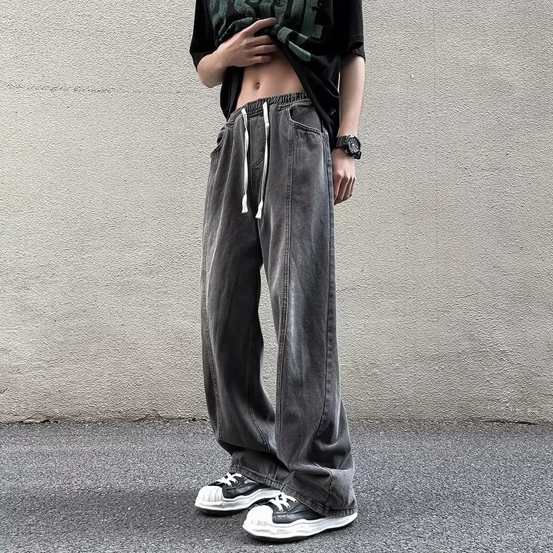 2024 New Men Summer Fashion Loose Wide Leg Jeans Male Streetwear Baggy Denim Pants Mens Elastic Waist Straight Trousers F121
2024 New Men Summer Fashion Loose Wide Leg Jeans Male Streetwear Baggy Denim Pants Mens Elastic Waist Straight Trousers F121