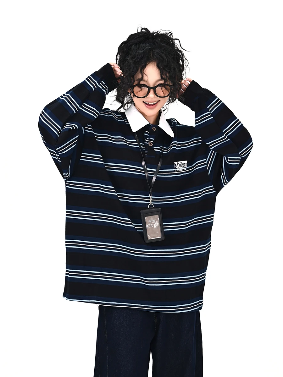 Lazy Street Style Women's Long Sleeve Neck Striped T-shirt Loose Fit American Trendy Brand Spring 2026 New Arrival
Lazy Street Style Women's Long Sleeve Neck Striped T-shirt Loose Fit American Trendy Brand Spring 2026 New Arrival