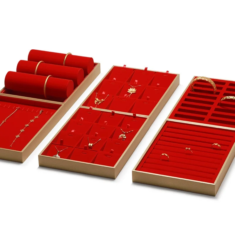 Gold Jewelry Counter Display Tray Red Jewelry Display Tray Ring Necklace Pendant Bracelet Earrings Tray
Gold Jewelry Counter Display Tray Red Jewelry Display Tray Ring Necklace Pendant Bracelet Earrings Tray
