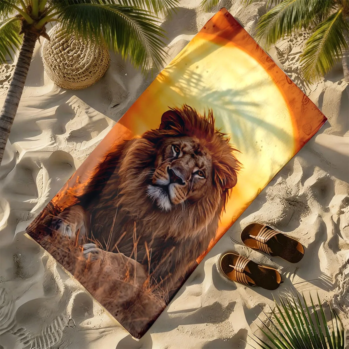 lion pattern under the setting sun polyester microfiber beach towel is highly absorbent, suitable for swimming and beach outings
lion pattern under the setting sun polyester microfiber beach towel is highly absorbent, suitable for swimming and beach outings