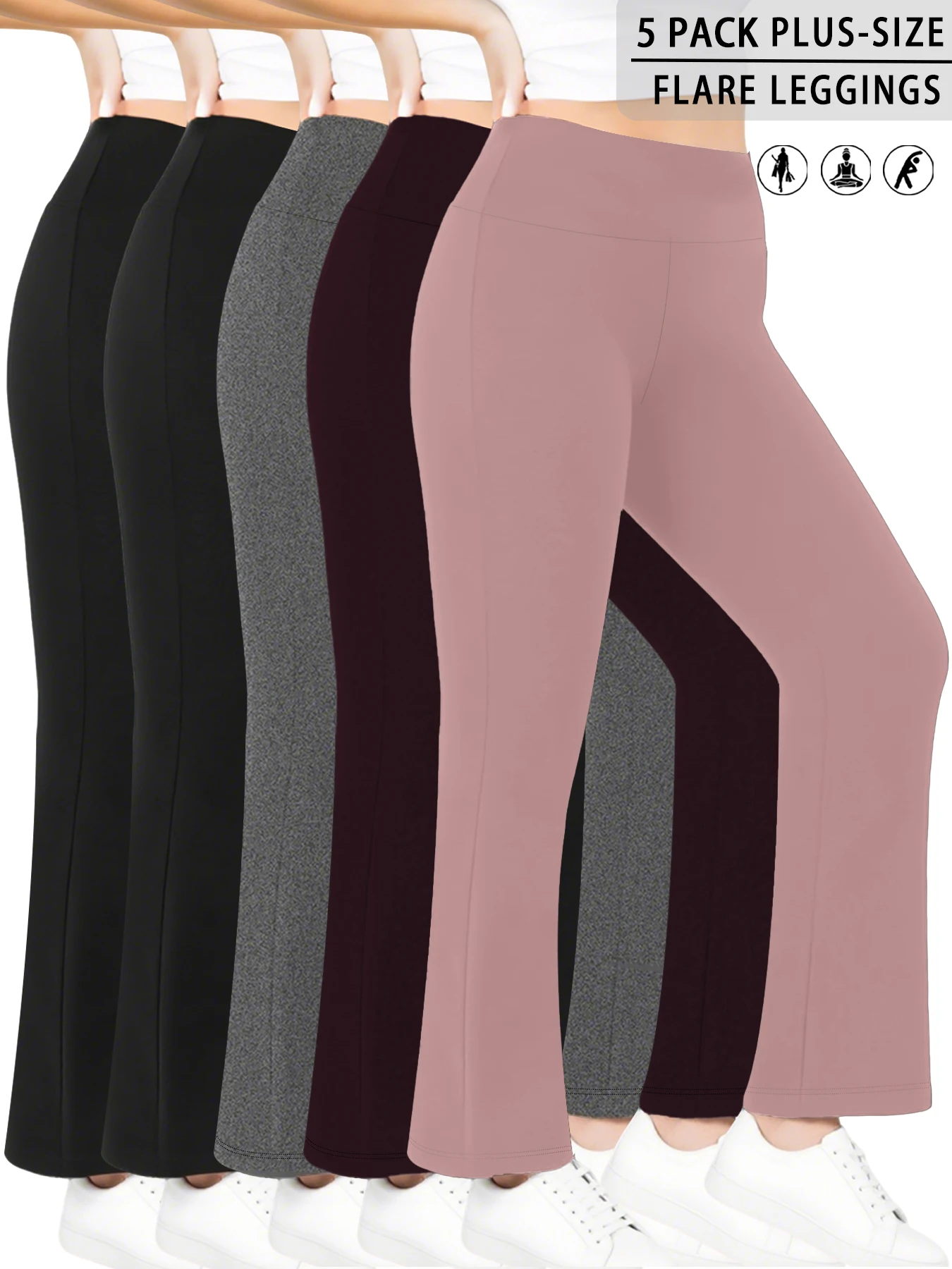 Комплект из 5 женских супермягких брюк-клеш больших размеров с высокой талией, леггинсы с контролем живота, мягкие брюки-клеш для бега
Комплект из 5 женских супермягких брюк-клеш больших размеров с высокой талией, леггинсы с контролем живота, мягкие брюки-клеш для бега