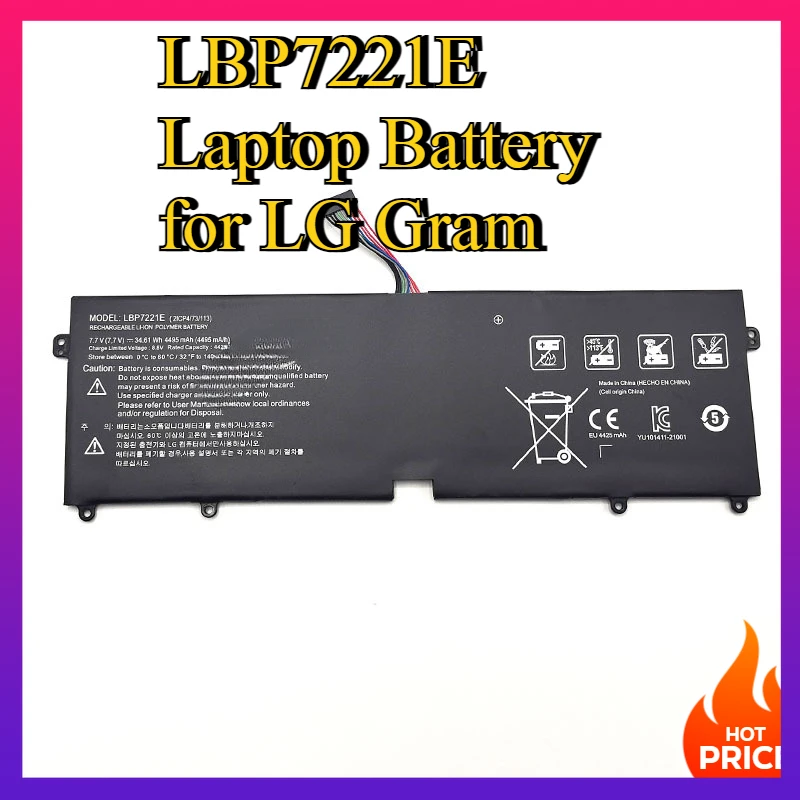 LBP7221E Laptop Battery for LG Gram 13Z940 14Z950 13ZD940 15ZD950 14Z960 15Z960 15ZD970 15Z975 7.7V 34.61Wh
LBP7221E Laptop Battery for LG Gram 13Z940 14Z950 13ZD940 15ZD950 14Z960 15Z960 15ZD970 15Z975 7.7V 34.61Wh