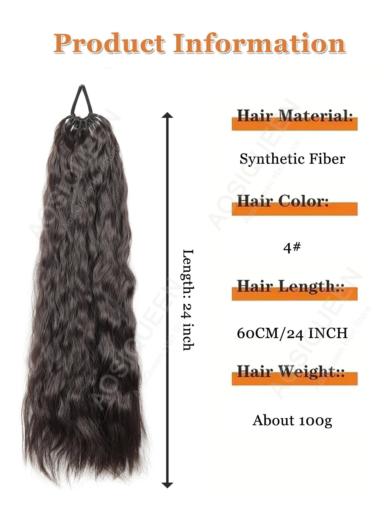 AOSI 24Inch Synthetic Long Curly Ponytail With Elastic Hair Rope Hair Extensions Fashionable Daily Use Party Hair Accessories
AOSI 24Inch Synthetic Long Curly Ponytail With Elastic Hair Rope Hair Extensions Fashionable Daily Use Party Hair Accessories