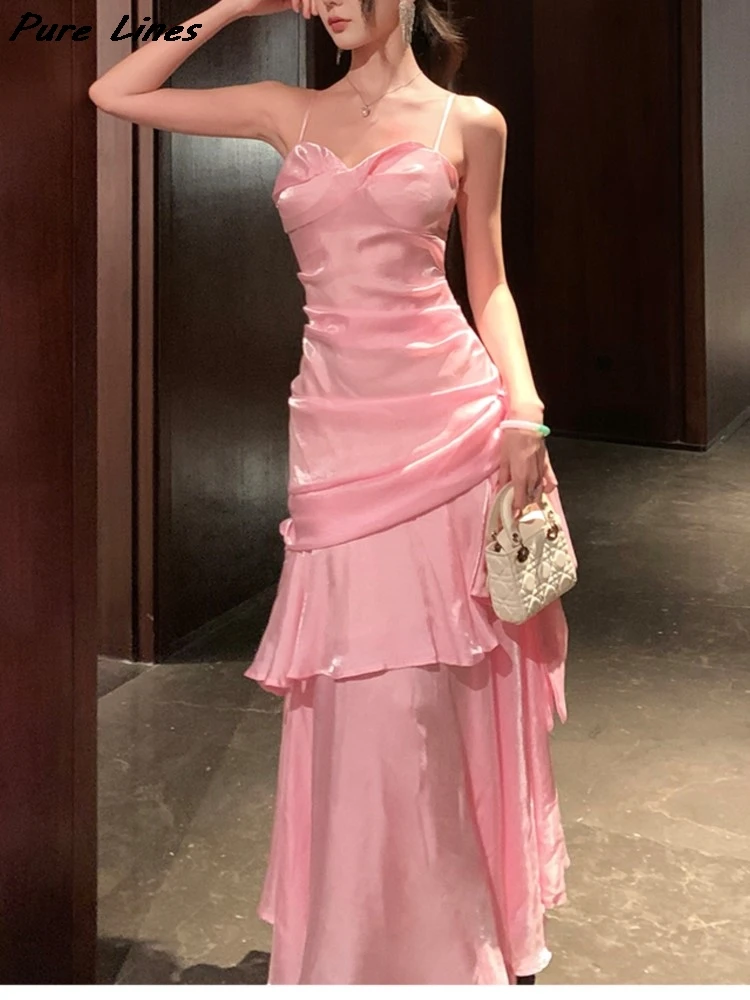 Women Summer Sexy Sleeveless Ruffles Tiered Spaghetti Strap Dress French Elegant Long Dresses Birthday Party Prom Evening Gown
Women Summer Sexy Sleeveless Ruffles Tiered Spaghetti Strap Dress French Elegant Long Dresses Birthday Party Prom Evening Gown