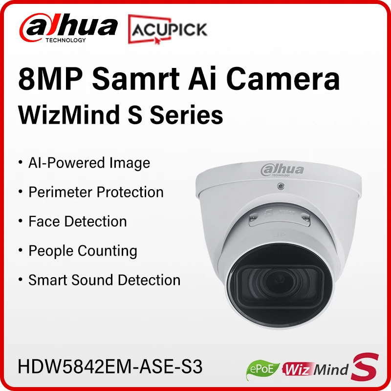 Dahua 8MP WizMind S Camera 4K Ai CCTV Smart Sound Detection Video Metadata People Counting Face Detection AcuPick HDW5842EM-ASE
Dahua 8MP WizMind S Camera 4K Ai CCTV Smart Sound Detection Video Metadata People Counting Face Detection AcuPick HDW5842EM-ASE