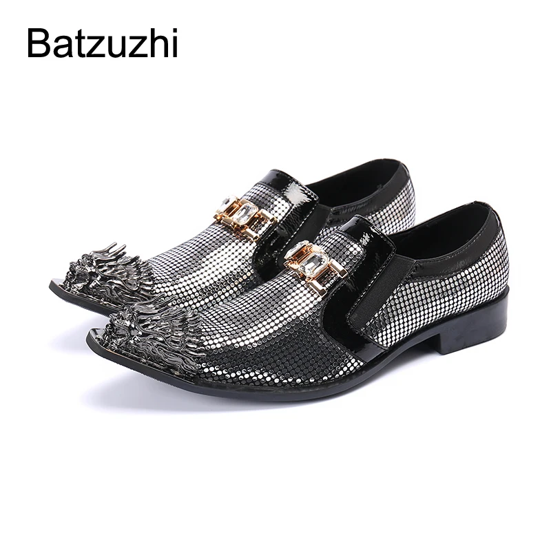 Batzuzhi Luxury Handmade Men Shoes Pointed Metal Toe Slip-on Black Genuine Leather Dress Shoes Men Party and Wedding Footwear
Batzuzhi Luxury Handmade Men Shoes Pointed Metal Toe Slip-on Black Genuine Leather Dress Shoes Men Party and Wedding Footwear