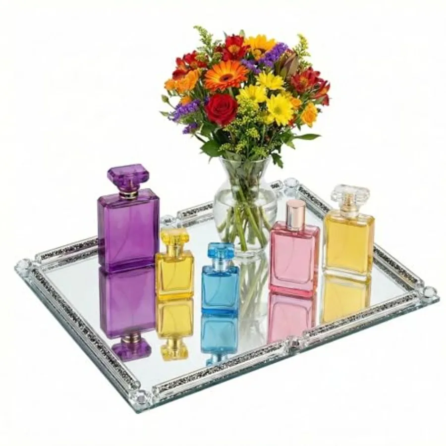 Large Mirror Perfume Tray for Dresser, Crushed Diamond Filled Glass Vanity Tray, Decorative Bathroom Tray, Crystal Tray for Hom
Large Mirror Perfume Tray for Dresser, Crushed Diamond Filled Glass Vanity Tray, Decorative Bathroom Tray, Crystal Tray for Hom
