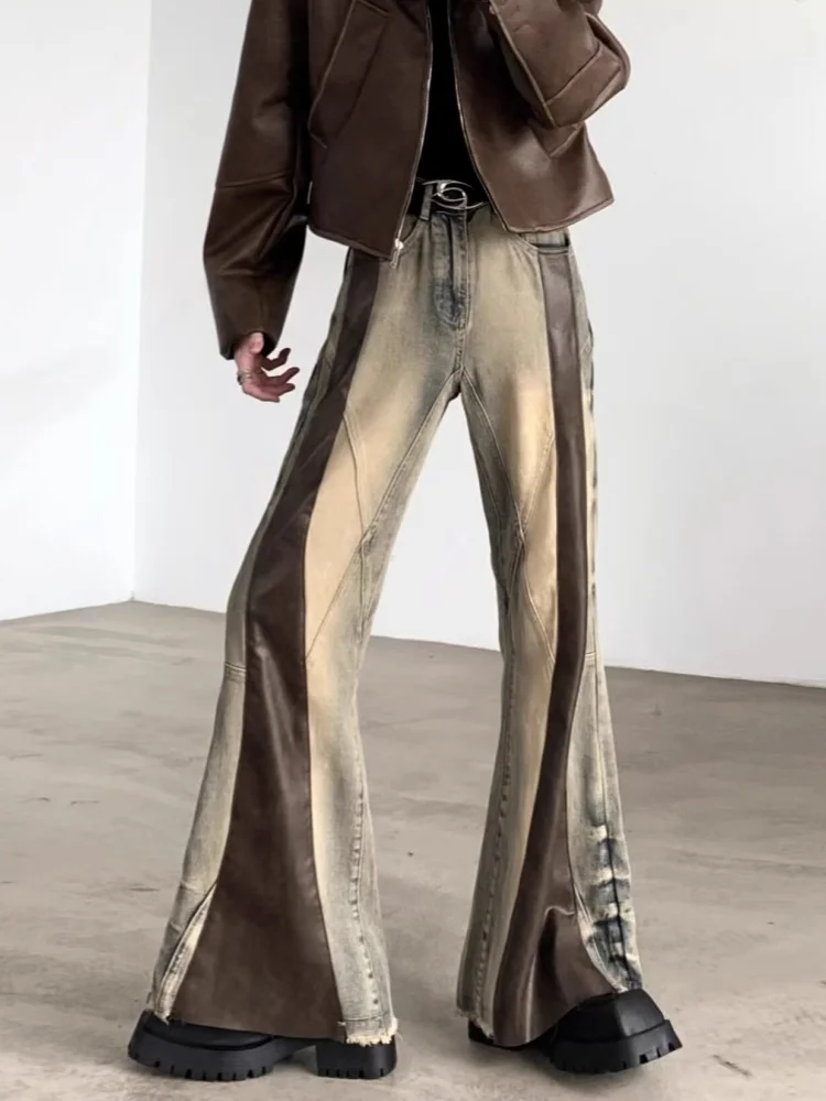 Trashy Y2K 2000S Pu Leather Patchwork Slim Flare Jeans Pants For Men 90S Vintage Clothes Colorblock Denim Trousers Moda Hombre
Trashy Y2K 2000S Pu Leather Patchwork Slim Flare Jeans Pants For Men 90S Vintage Clothes Colorblock Denim Trousers Moda Hombre