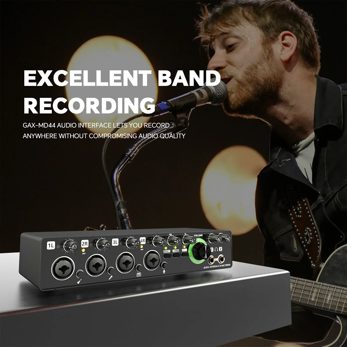 SVFE-gGAX-MD44 Professional Microphone Sound Card 24Bit 192KHz 4 Way Audio Interface for Podcast Recording Music
SVFE-gGAX-MD44 Professional Microphone Sound Card 24Bit 192KHz 4 Way Audio Interface for Podcast Recording Music