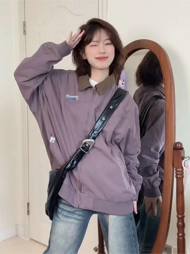 American Style Purple Baseball Jacket Women's Coat Autumn 2026 Small Size Embroidered Collar Retro Workwear Top Zipper Pocket
American Style Purple Baseball Jacket Women's Coat Autumn 2026 Small Size Embroidered Collar Retro Workwear Top Zipper Pocket