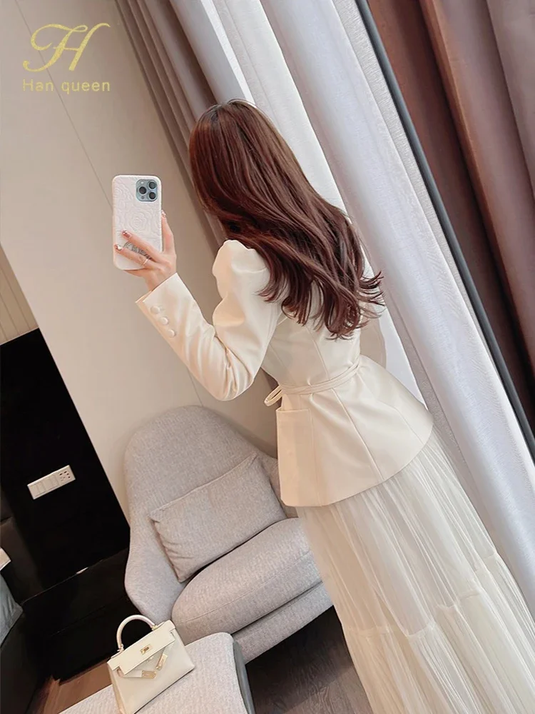 H Han Queen Autumn New Skirt Suit Women Elegant Korean Lace-Up Fashion Blazer + Long Mesh Skirt Casual Evening Party 2-Piece Set
H Han Queen Autumn New Skirt Suit Women Elegant Korean Lace-Up Fashion Blazer + Long Mesh Skirt Casual Evening Party 2-Piece Set