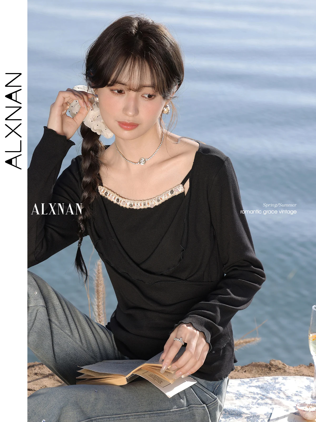 ALXNAN, черная женская футболка из двух частей с длинным рукавом, однотонные футболки с квадратным воротником, весна 2024, универсальный топ, женский L53113
ALXNAN, черная женская футболка из двух частей с длинным рукавом, однотонные футболки с квадратным воротником, весна 2024, универсальный топ, женский L53113