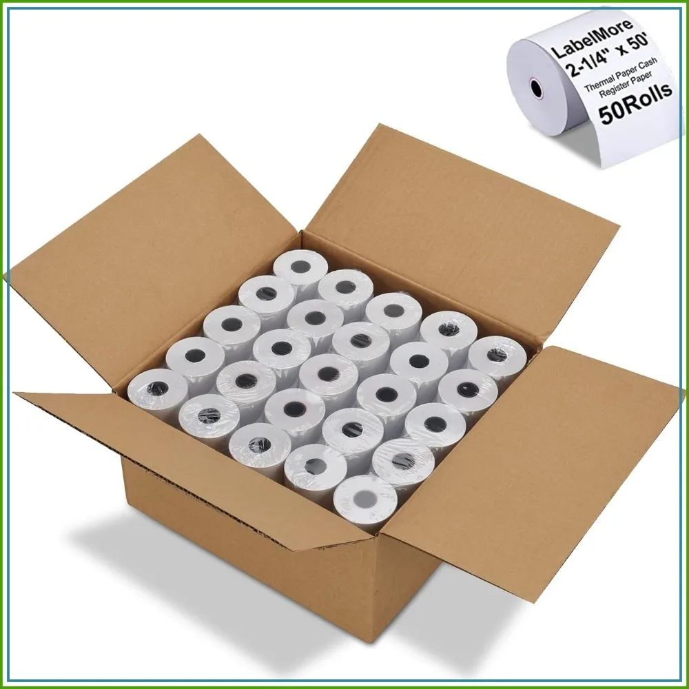 2 1/4" x 50' Thermal Paper Rolls, 50 Rolls, Cash Register Paper, POS Printer Paper
2 1/4" x 50' Thermal Paper Rolls, 50 Rolls, Cash Register Paper, POS Printer Paper