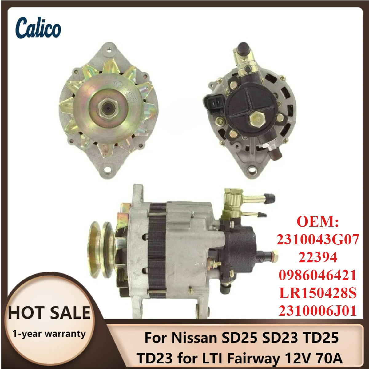 Лидер продаж: Генератор 12V 70A для Nissan SD25, SD23, TD25, TD23, LTI Fairway (номера: 2310043G07, 22394, 0986046421, LR150428S, 2310006J01)
Лидер продаж: Генератор 12V 70A для Nissan SD25, SD23, TD25, TD23, LTI Fairway (номера: 2310043G07, 22394, 0986046421, LR150428S, 2310006J01)