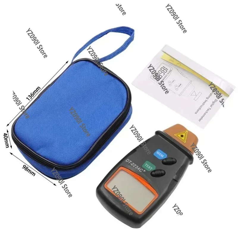 Handheld Non-Contact Laser Tachometer DT2234C, Digital Motor RPM Speed Meter
Handheld Non-Contact Laser Tachometer DT2234C, Digital Motor RPM Speed Meter