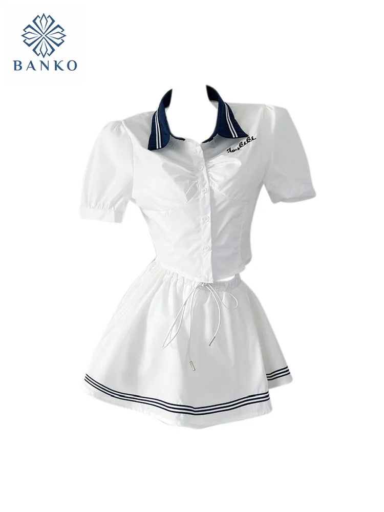 Formal Occasion Outfits 2 Piece Skirt Set Polo-Neck Blouses White + Elastic Waist A-Line Skirt Lace Up Mori Girl Preppy Style
Formal Occasion Outfits 2 Piece Skirt Set Polo-Neck Blouses White + Elastic Waist A-Line Skirt Lace Up Mori Girl Preppy Style
