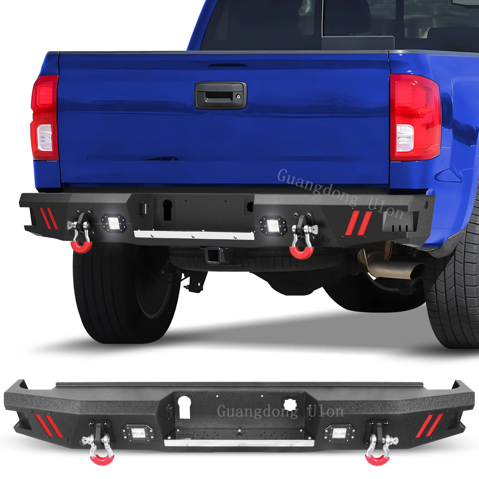 Rear Bumper for 2014-2018 Chevrolet Silverado/GMC Sierra 1500, Textured Black Bumper with LED Lights & Sensor Holes & D-Rings
Rear Bumper for 2014-2018 Chevrolet Silverado/GMC Sierra 1500, Textured Black Bumper with LED Lights & Sensor Holes & D-Rings