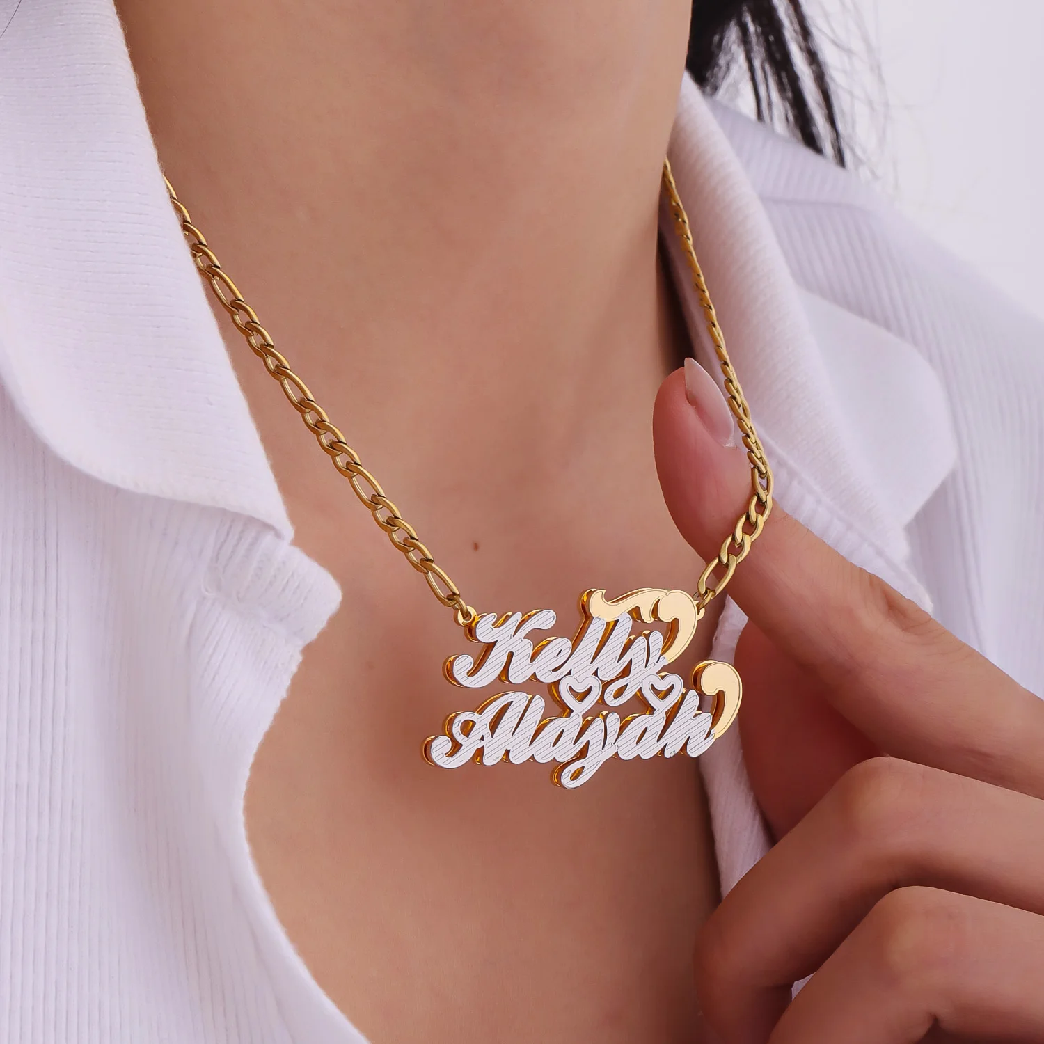 Ziciti двухцветное 18-каратное золото на заказ ожерелье из нержавеющей стали с именем модные тенденции персонализированные подвески лучший подарок подходит для женщин 
Ziciti двухцветное 18-каратное золото на заказ ожерелье из нержавеющей стали с именем модные тенденции персонализированные подвески лучший подарок подходит для женщин