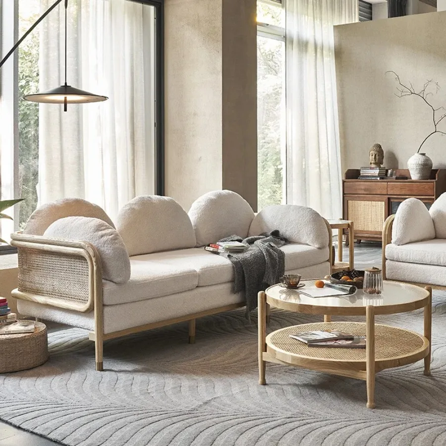 Small apartment living room Nordic double three-person simple modern fabric sofa combination coffee table
Small apartment living room Nordic double three-person simple modern fabric sofa combination coffee table