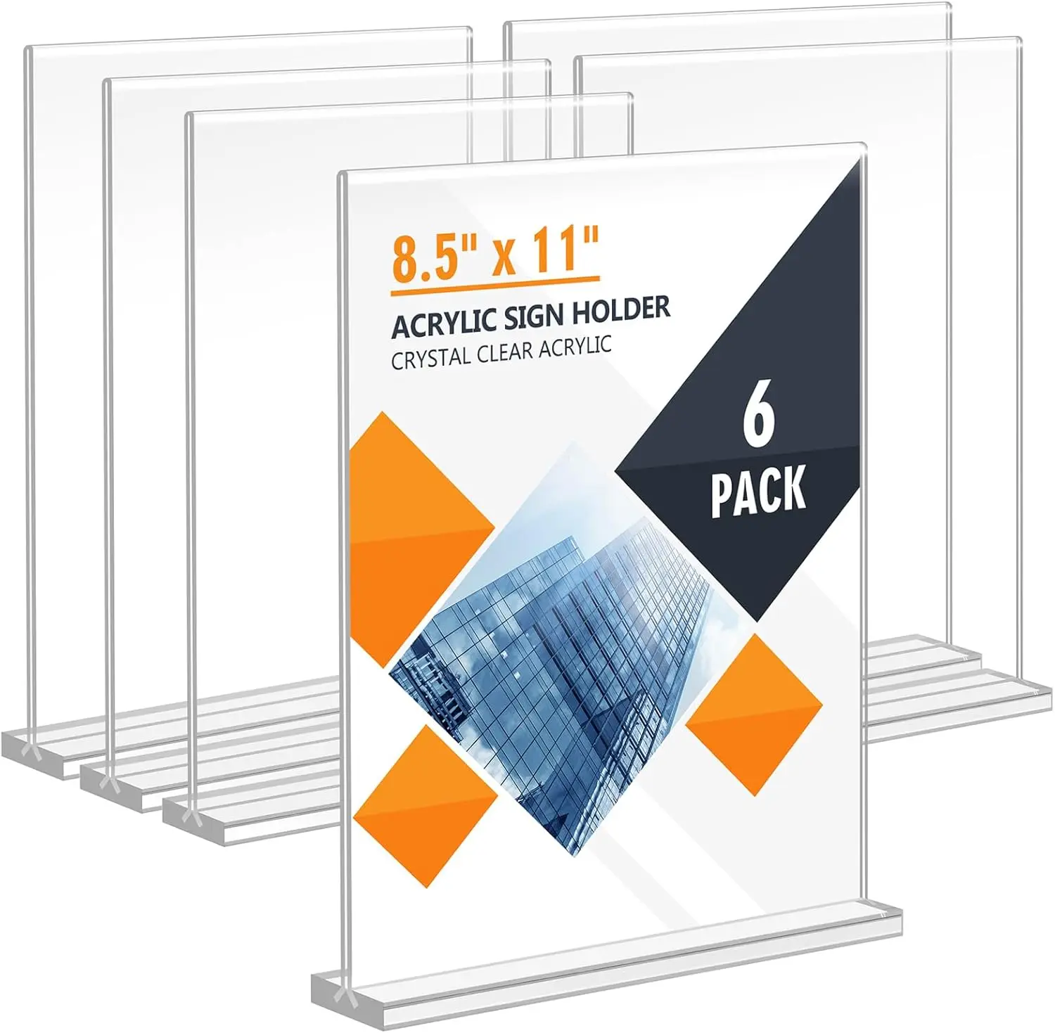 Acrylic Sign Holder 8.5x11, Double Sided Stand for Menu Flyers, 6 Pack T Shape Table Display with Detachable Base
Acrylic Sign Holder 8.5x11, Double Sided Stand for Menu Flyers, 6 Pack T Shape Table Display with Detachable Base
