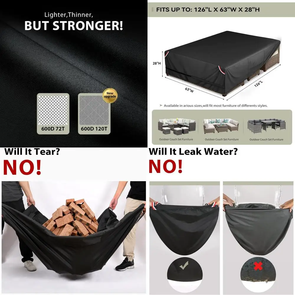 All-Weather Rectangular Patio Table Cover - Heavy Duty Waterproof with UV Protection, Air Vents, and Adjustable Straps for Outdo
All-Weather Rectangular Patio Table Cover - Heavy Duty Waterproof with UV Protection, Air Vents, and Adjustable Straps for Outdo