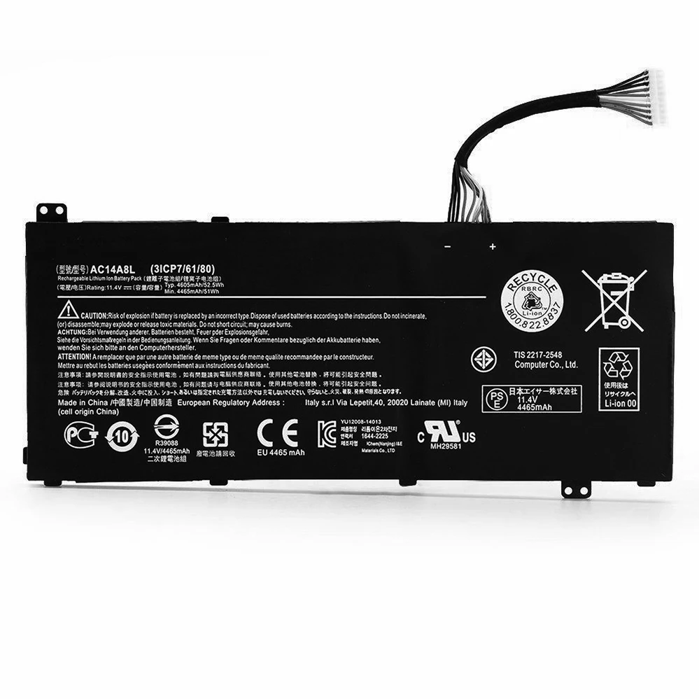 Original 11.4V 4465mAh AC14A8L Notebook Battery for Acer V15 Nitro Aspire VN7-571G VN7-591G VN7-791G AC15B7L
Original 11.4V 4465mAh AC14A8L Notebook Battery for Acer V15 Nitro Aspire VN7-571G VN7-591G VN7-791G AC15B7L
