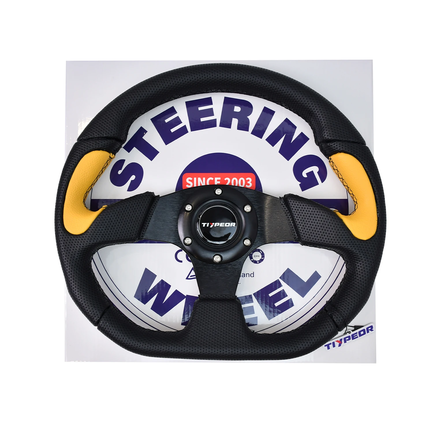 Universal 320mm 13 Inch Black Leather Racing Steering Wheel with Yellow Accent, D-shaped Sport Steering Wheel for Most Vehicles
Universal 320mm 13 Inch Black Leather Racing Steering Wheel with Yellow Accent, D-shaped Sport Steering Wheel for Most Vehicles