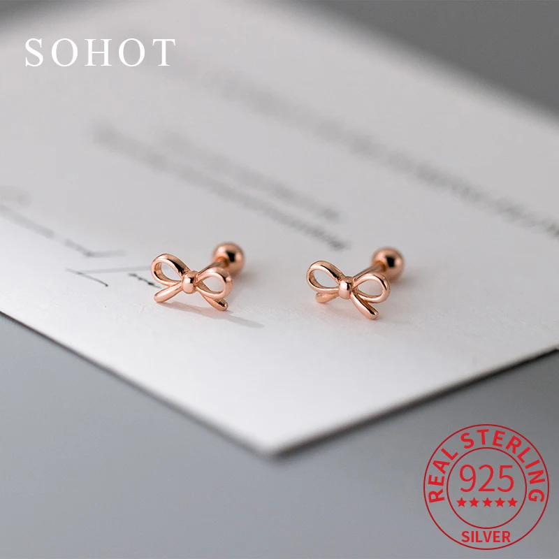 Real 925 Sterling Silver Mini Hollow Bowknot Stud Earrings for Charm Women Cute Fine Jewelry Piercing Screw Bead Accessories
Real 925 Sterling Silver Mini Hollow Bowknot Stud Earrings for Charm Women Cute Fine Jewelry Piercing Screw Bead Accessories
