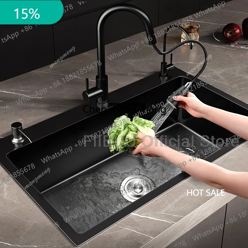 Black Stainless Steel Kitchen Sink Large Capacity Single Bowl Thickened Handmade Multifunctional Basin With Multiple Accessories
Black Stainless Steel Kitchen Sink Large Capacity Single Bowl Thickened Handmade Multifunctional Basin With Multiple Accessories