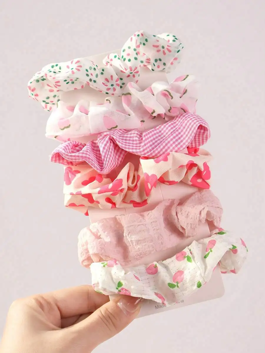 6pcs Spring Summer Printed Elastic Hair Ties Scrunchies For Women Casual Ponytail Holders
6pcs Spring Summer Printed Elastic Hair Ties Scrunchies For Women Casual Ponytail Holders