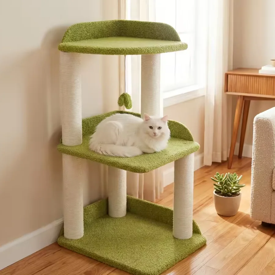 Cat Climbing Frame Cat House And Cat Tree Is Space-Saving And Perfect for Home Use It Features Jumping Platforms And Viewing