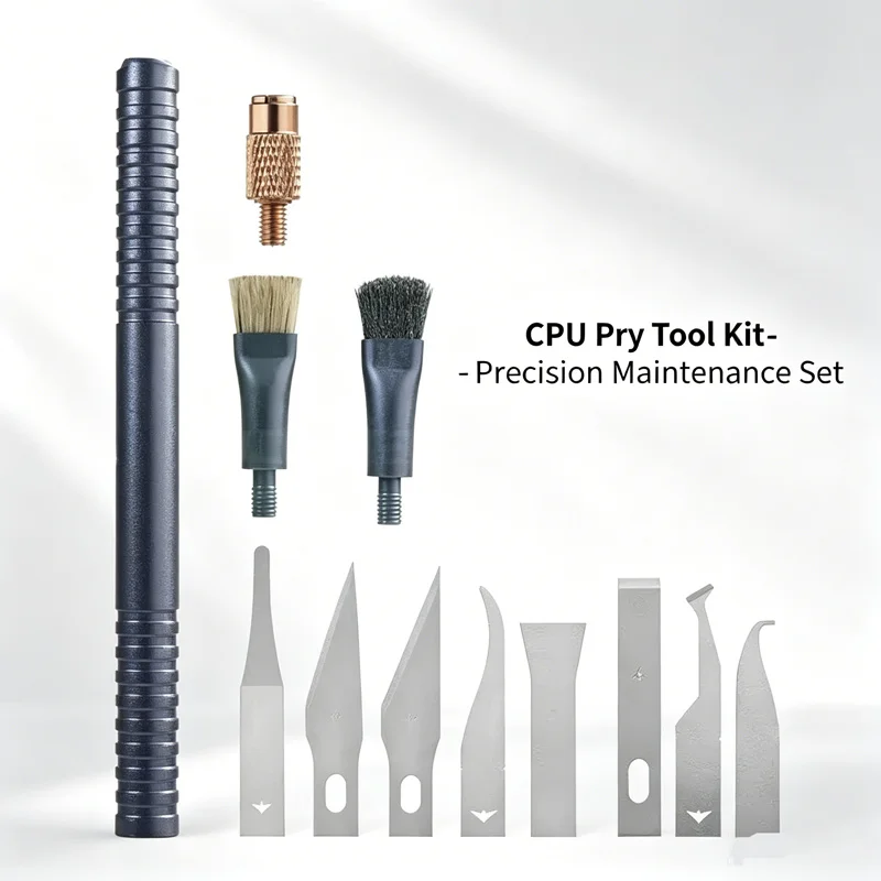 Metal CPU Pry Knife Tool Kit Multiple Scraping Blades Cleaning Brushes For Phone Motherboard IC Chip Glue Residue Clearing
Metal CPU Pry Knife Tool Kit Multiple Scraping Blades Cleaning Brushes For Phone Motherboard IC Chip Glue Residue Clearing