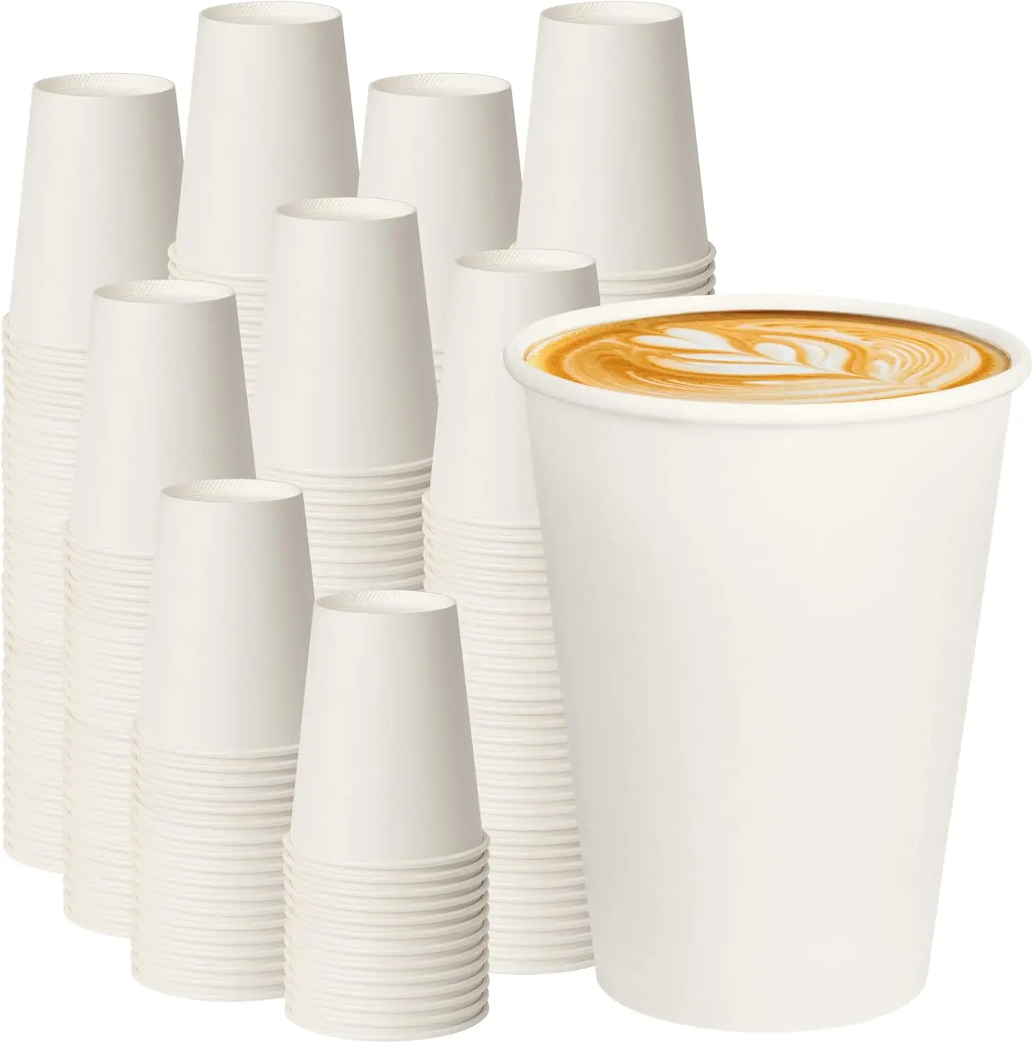 12 oz White Paper Coffee Cups, Disposable Hot Cups for Coffee Tea Cocoa, 1000 Pack, Leak-Resistant
12 oz White Paper Coffee Cups, Disposable Hot Cups for Coffee Tea Cocoa, 1000 Pack, Leak-Resistant