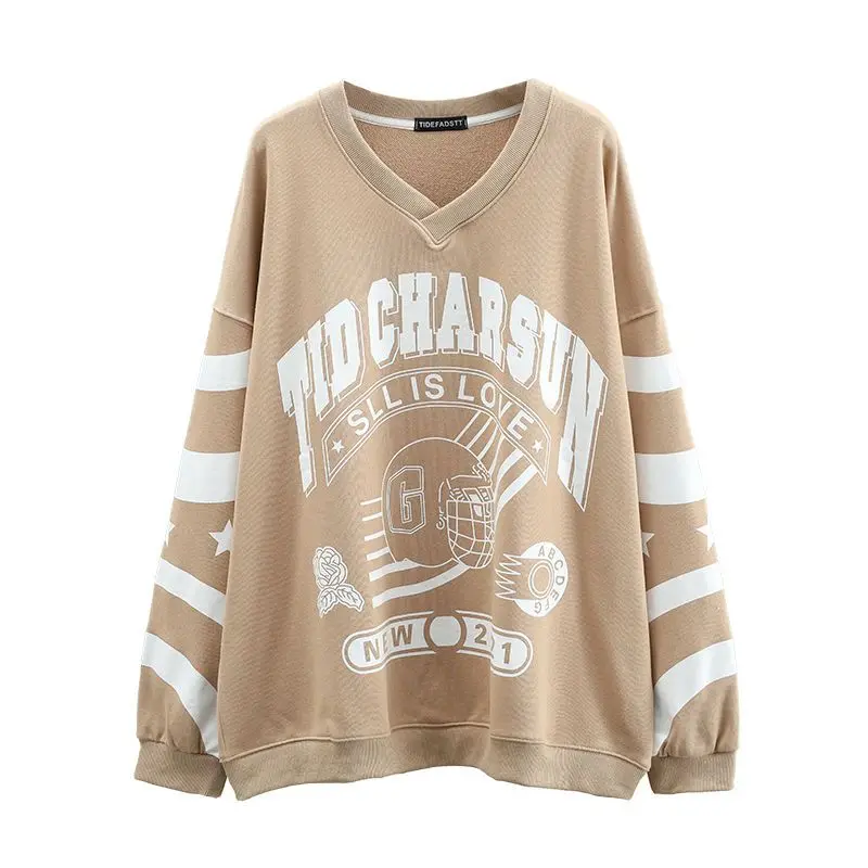 Женская толстовка с v-образным вырезом большого размера, весенне-осенний тренд 2025, новинка в корейском стиле, свободные пуловеры, женские футболки с длинными рукавами
Женская толстовка с v-образным вырезом большого размера, весенне-осенний тренд 2025, новинка в корейском стиле, свободные пуловеры, женские футболки с длинными рукавами