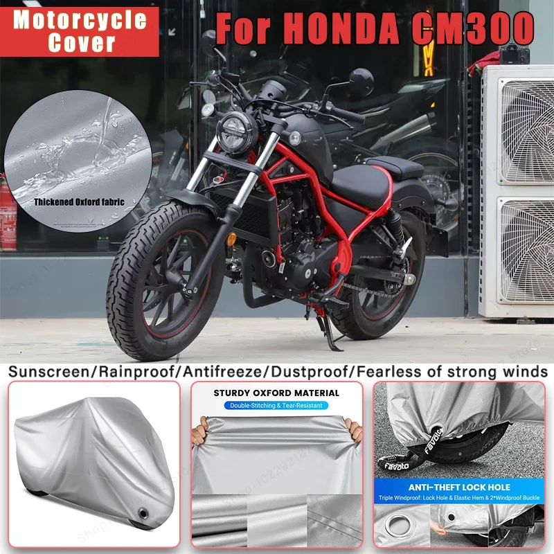 For HONDA CM300 No Ear Motorcycle Cover - Outdoor Full Body Protection, Waterproof Dustproof Heat-Resistant Moto Accessories
For HONDA CM300 No Ear Motorcycle Cover - Outdoor Full Body Protection, Waterproof Dustproof Heat-Resistant Moto Accessories