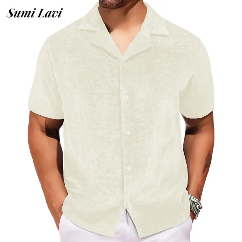 Summer New Casual Loose Velvet Shirt Tops Men Fashion Solid Color Button-up Cardigans For Mens Vintage Lapel Short Sleeve Shirts
Summer New Casual Loose Velvet Shirt Tops Men Fashion Solid Color Button-up Cardigans For Mens Vintage Lapel Short Sleeve Shirts