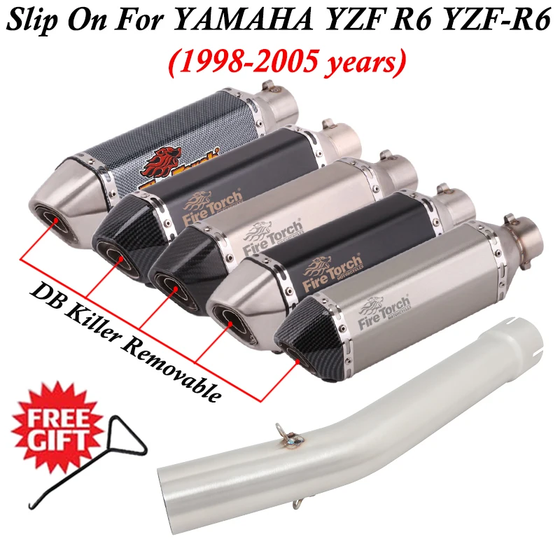 Slip On For YAMAHA YZF-R6 YZF R6 1998 - 2005 Motorcycle Exhaust Systems Modify Middle Link Pipe Escape Muffler With DB Killer
Slip On For YAMAHA YZF-R6 YZF R6 1998 - 2005 Motorcycle Exhaust Systems Modify Middle Link Pipe Escape Muffler With DB Killer