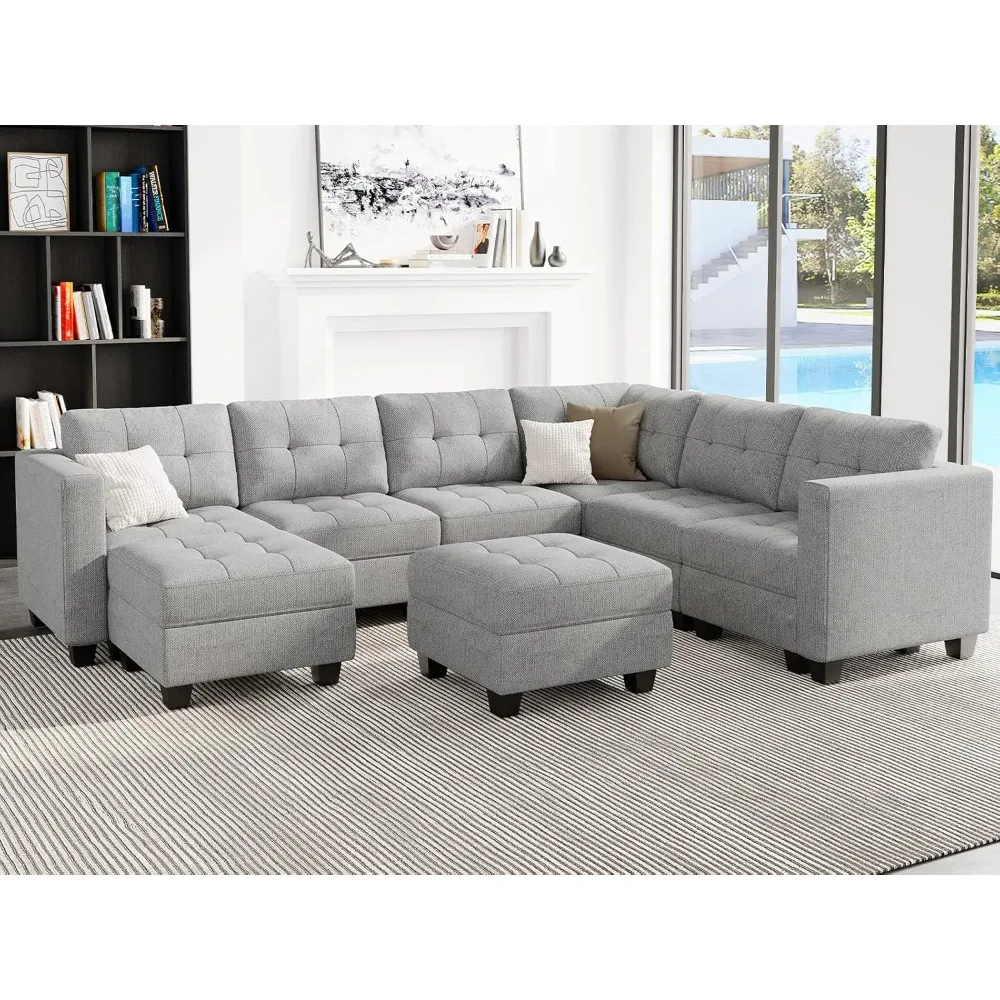 Modular Sectional Sofa with Storage Ottoman Oversized U Shaped Sofa Set Modular Sofa with Reversible Chaises Modern Fabric
Modular Sectional Sofa with Storage Ottoman Oversized U Shaped Sofa Set Modular Sofa with Reversible Chaises Modern Fabric