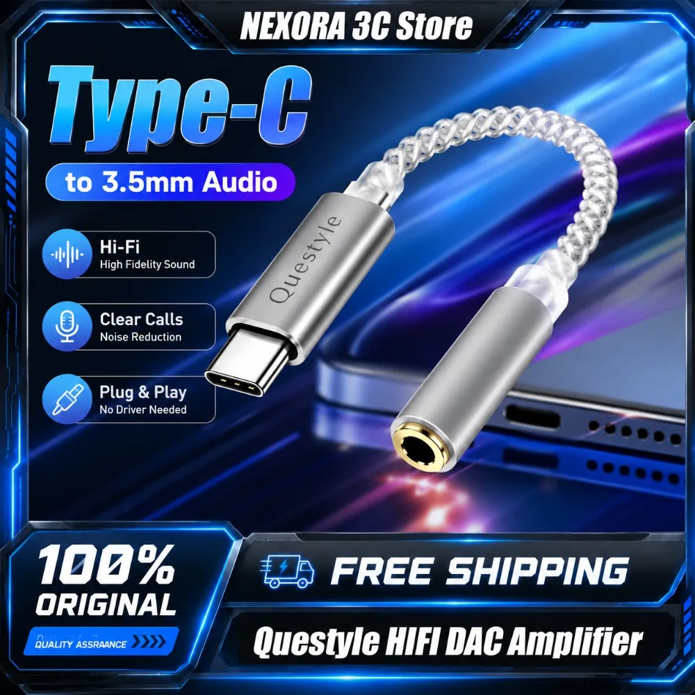 Questyle Qlink-C Portable USB C DAC Dongle CX31993 Type-C to 3.5mm Headphone Amplifier Hi-Res 32Bit/384kHz 100dB Audio Adapter
Questyle Qlink-C Portable USB C DAC Dongle CX31993 Type-C to 3.5mm Headphone Amplifier Hi-Res 32Bit/384kHz 100dB Audio Adapter